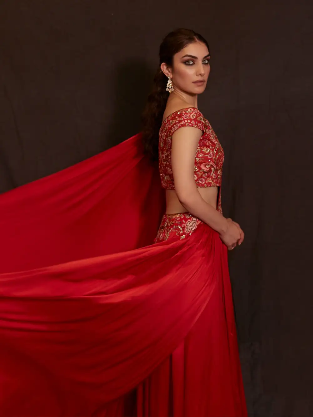 OFF SHOULDER CHOLI W/ DRAPED SARI