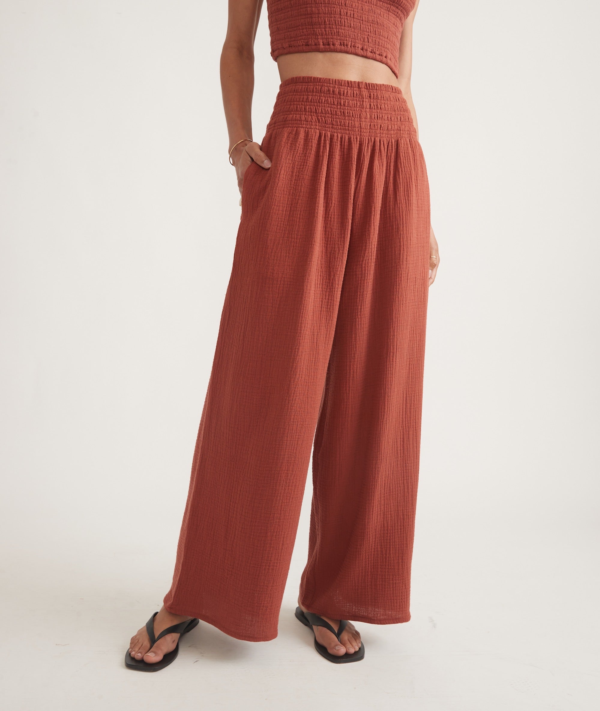 Rust Double Cloth Palazzo Pant