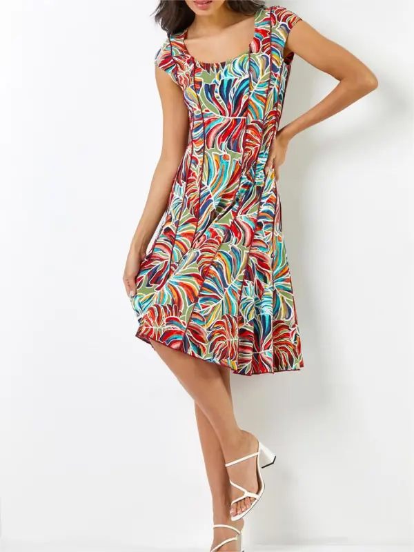 Botanical print casual dress