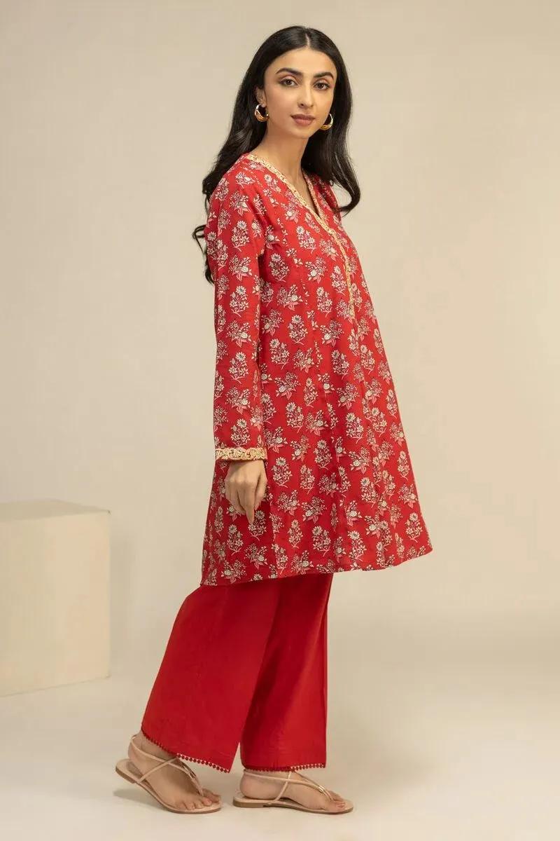 2 Piece | Kurta & Pants | Color Red