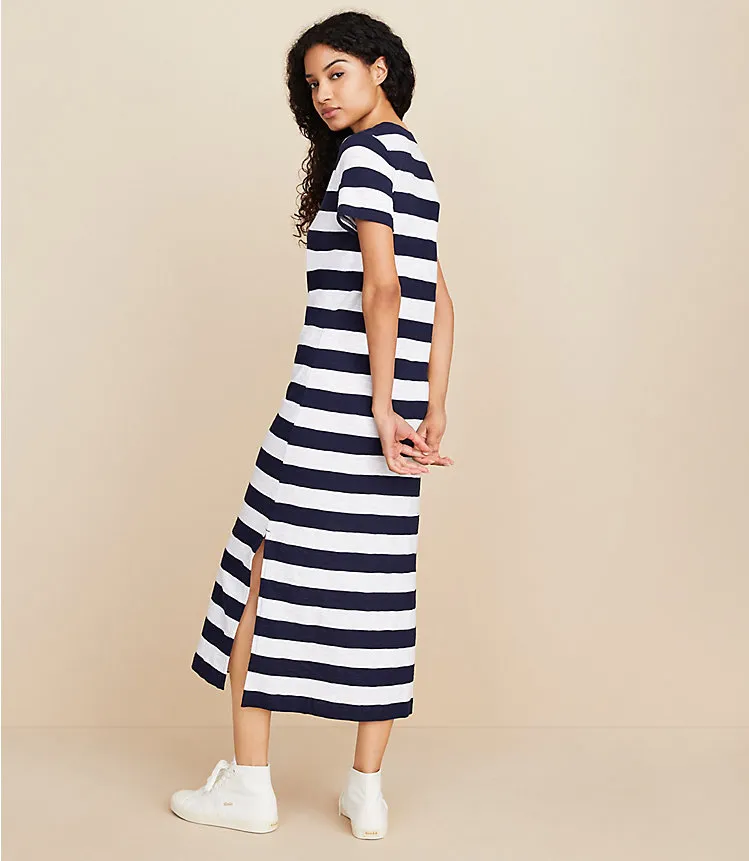 Lou & Grey Striped Soft Slub Midi Tee Dress