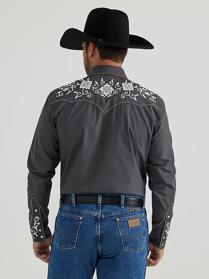 WRANGLER® RODEO BEN WESTERN SNAP SHIRT IN FLORAL TAN