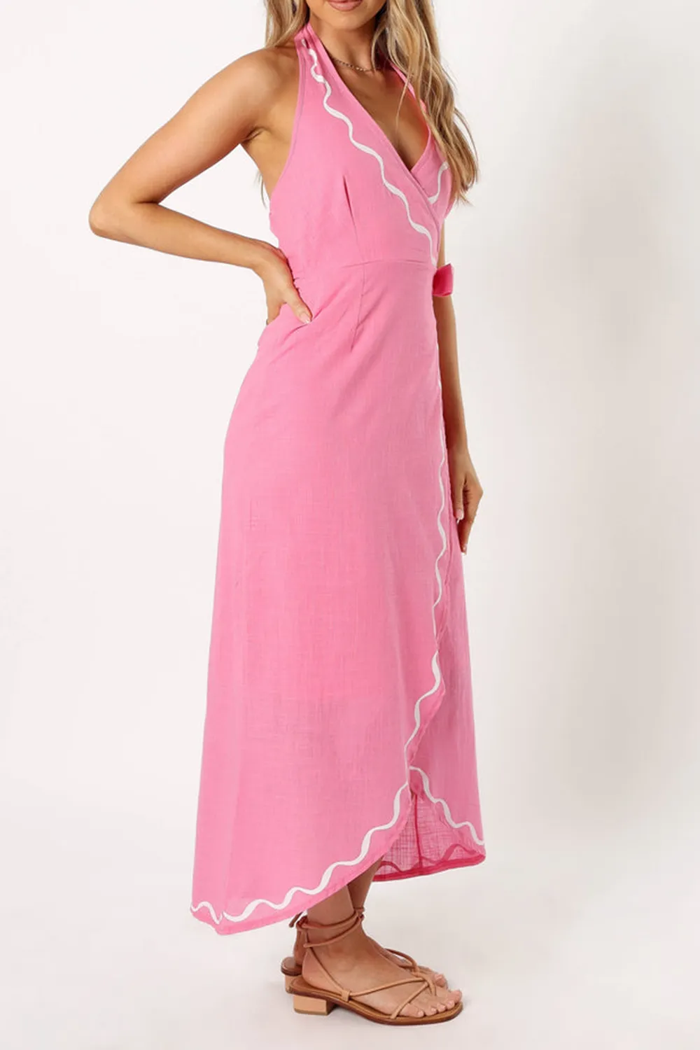 ABIGAIL WRAP MIDI DRESS - PINK