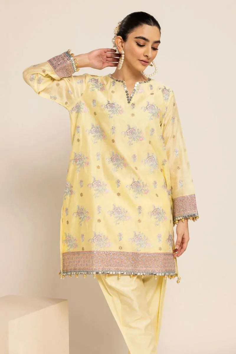 2 Piece | Kurta & Pants | Color Yellow