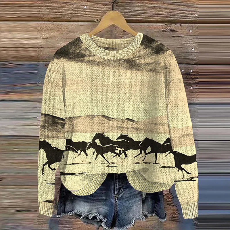 Desert Horse Pattern Women'S Sweater