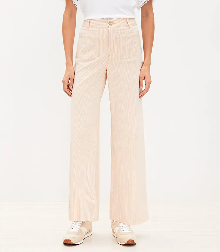 Palmer Wide Leg Pants in Striped Seersucker