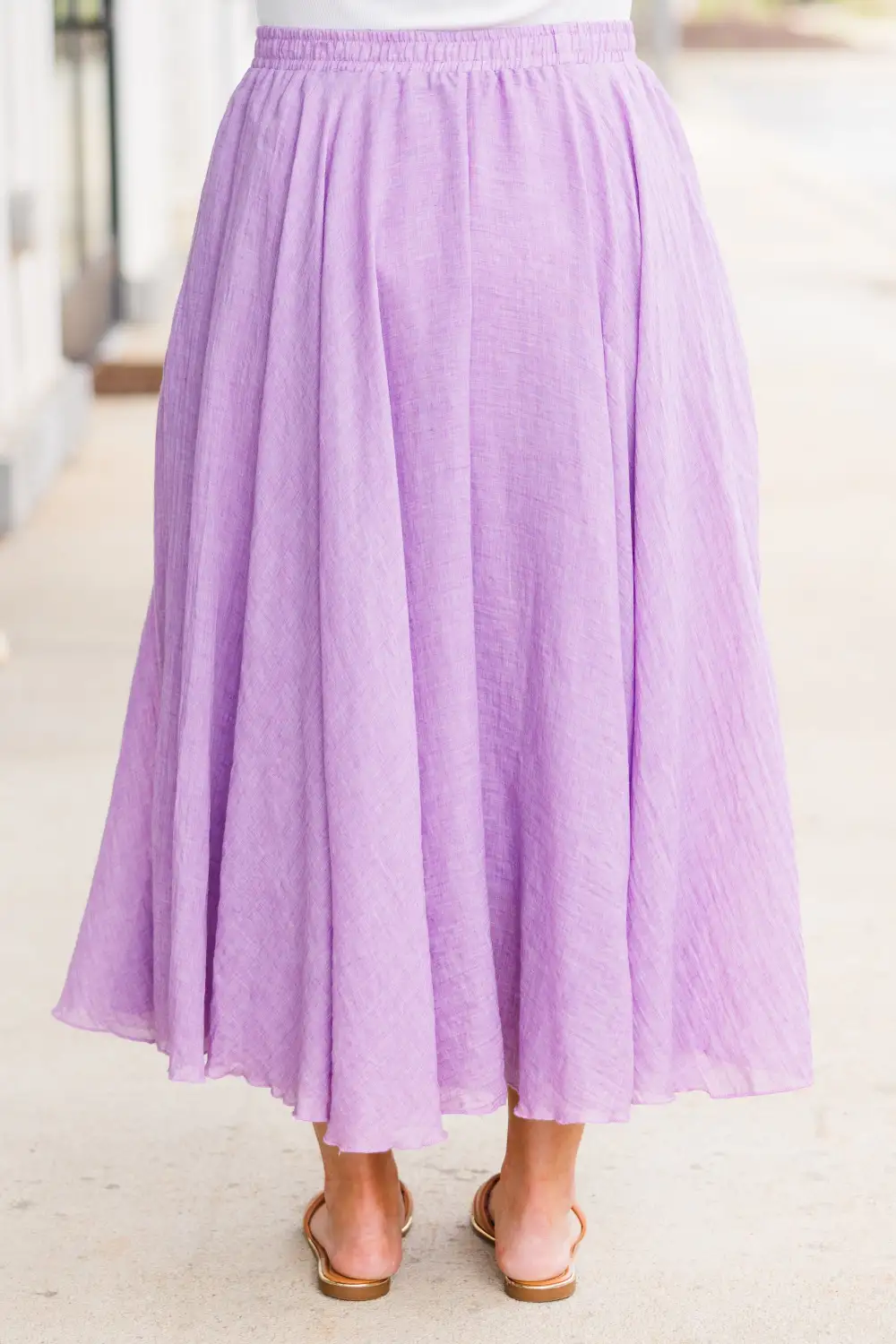 Flirty and Flowy Midi Skirt, Lavender