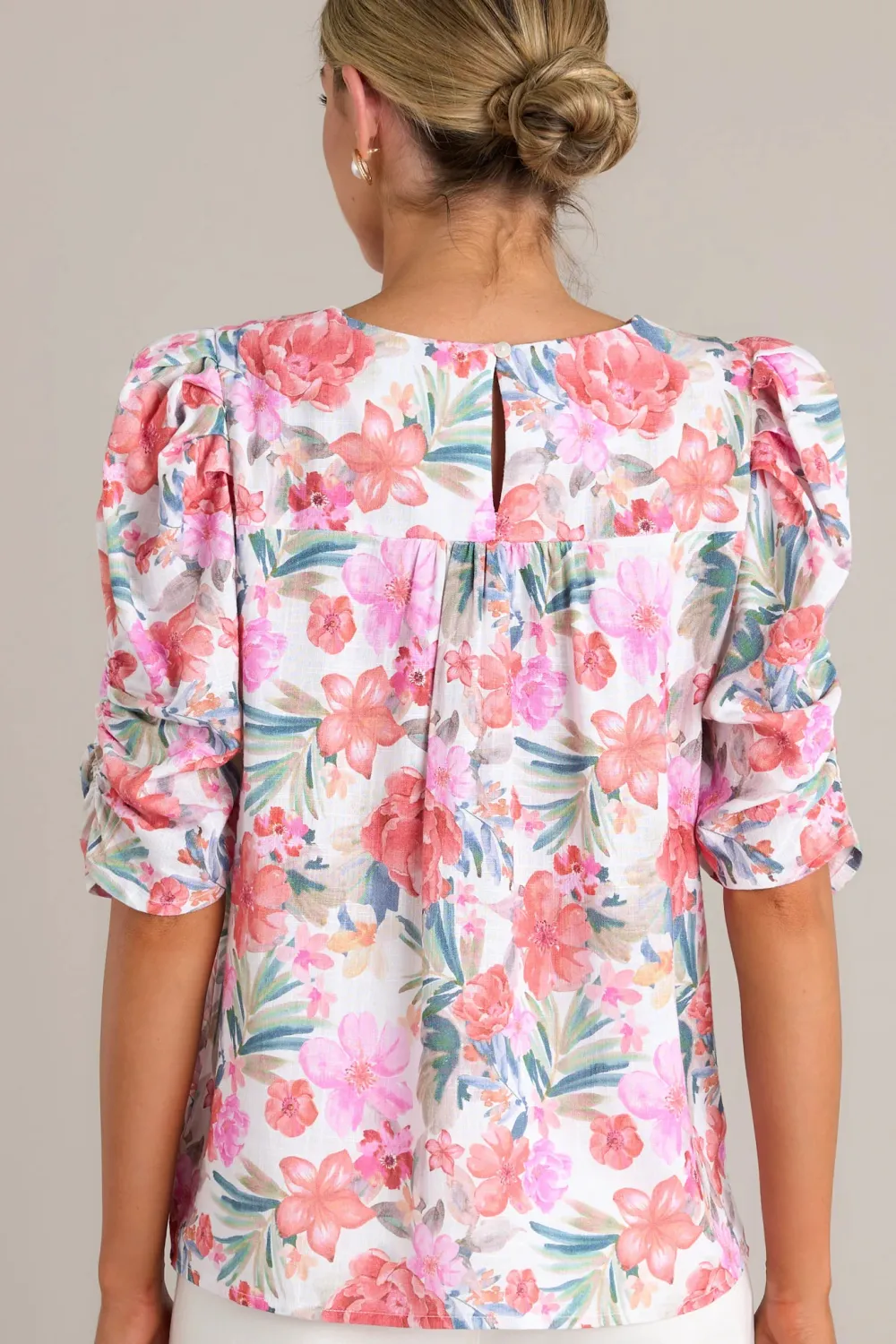 PARADISE BLOOM IVORY MULTI FLORAL TOP