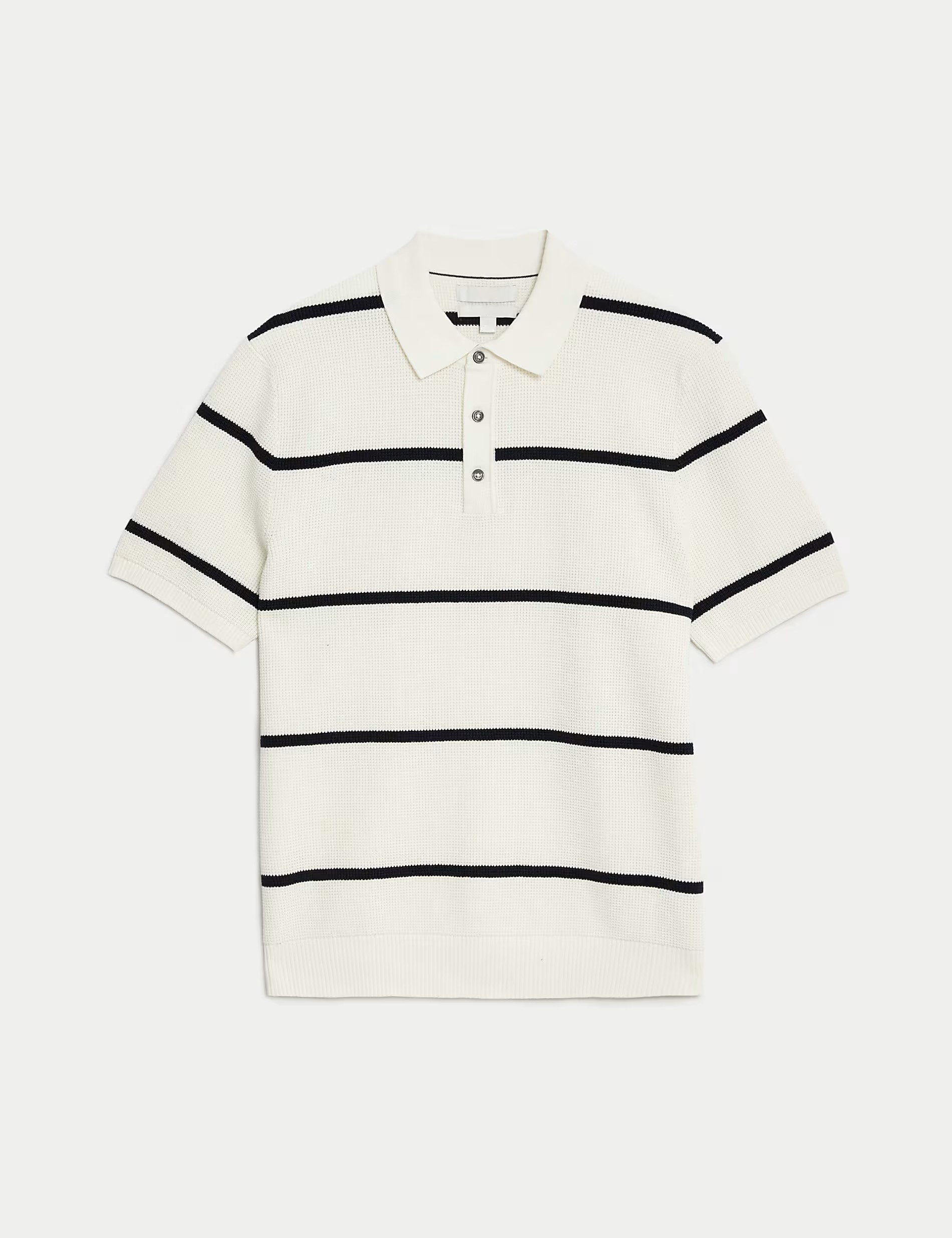 Cotton Rich Striped Knitted Polo Shirt