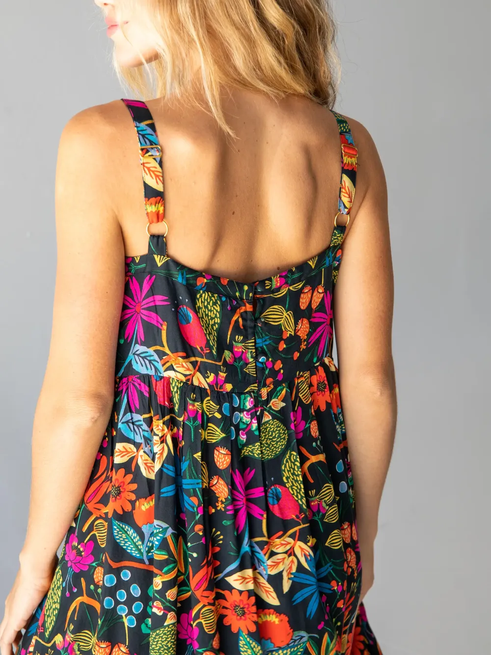 Patti Mini Dress - Black Neon Floral