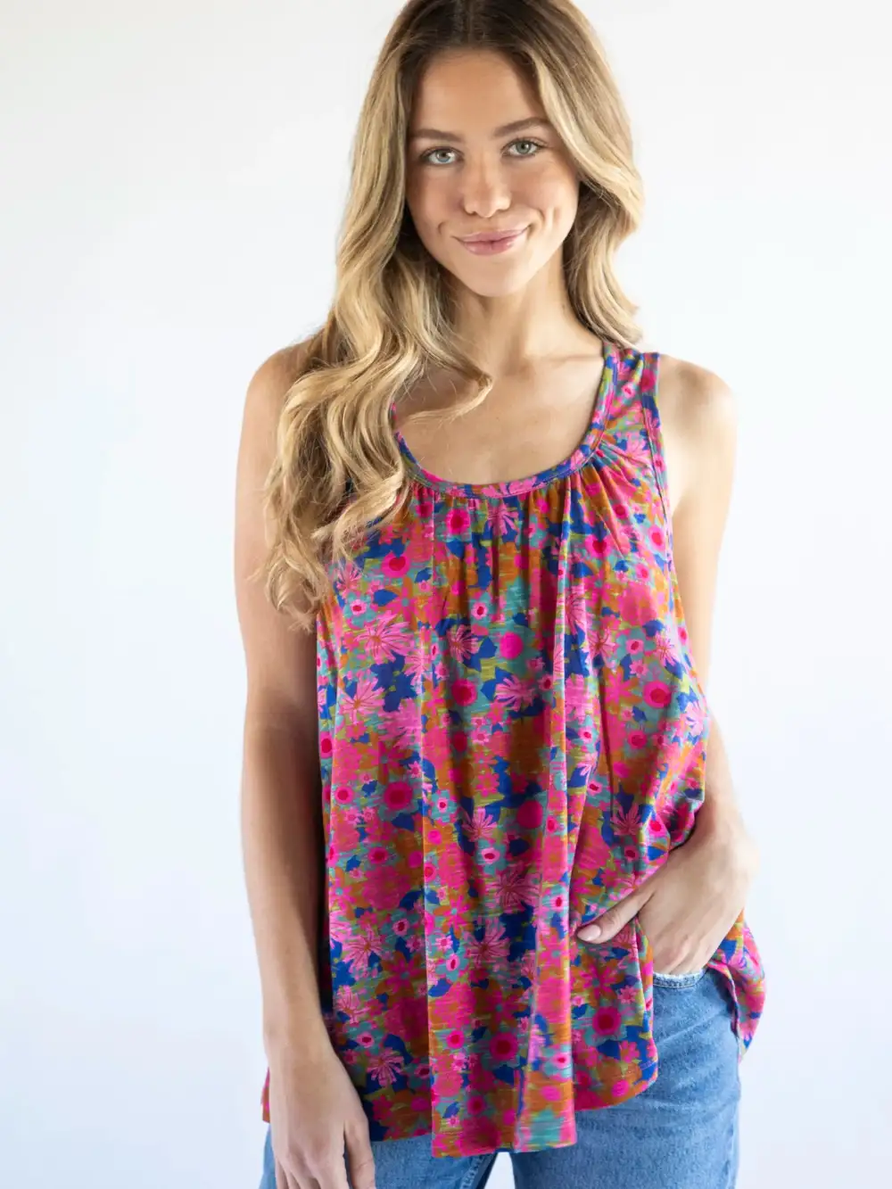 Free Spirit Cotton Tank Top - Rust Orchid Pink