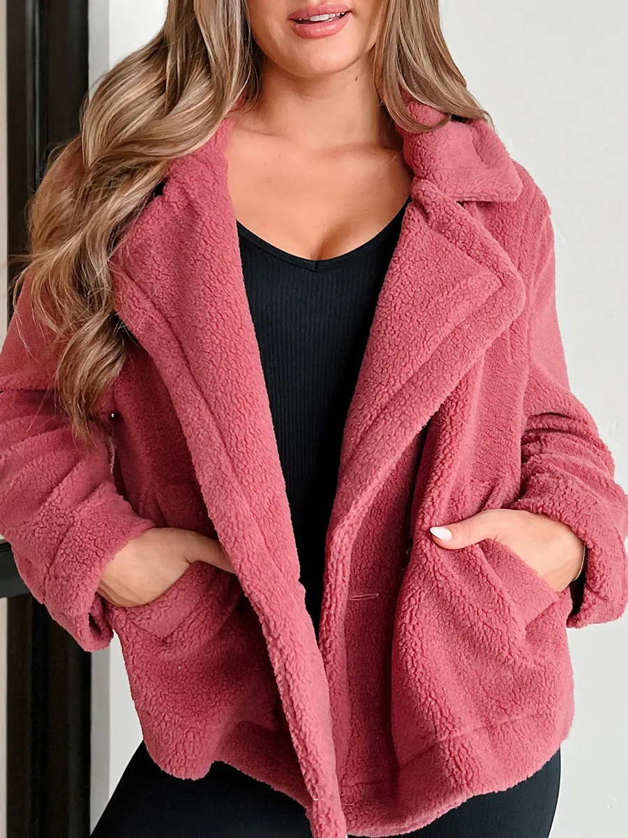 Lapel Long sleeve fleece jacket