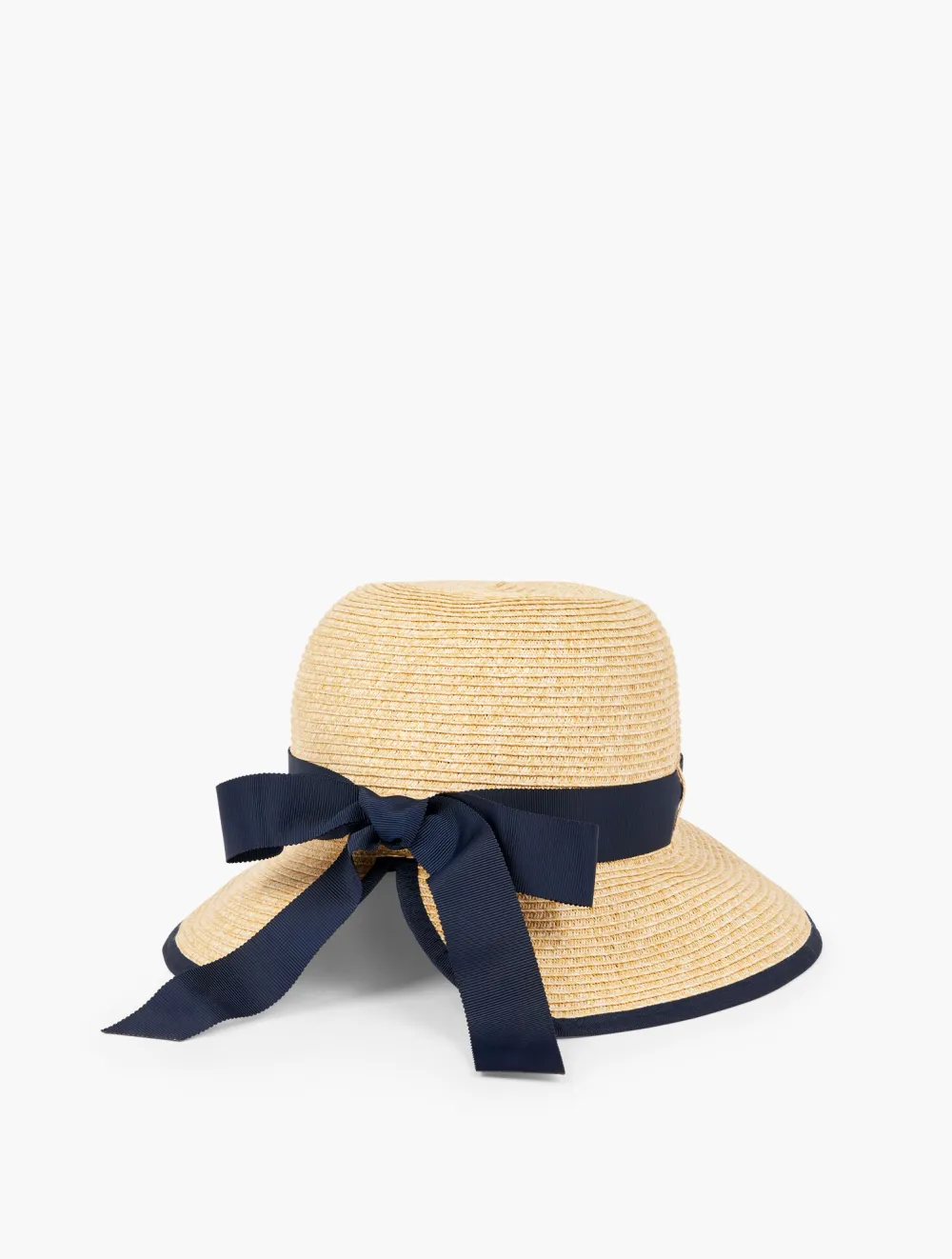 Bow Detail Backless Floppy Straw Hat