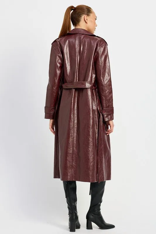 Vegan Leather Trench Coat