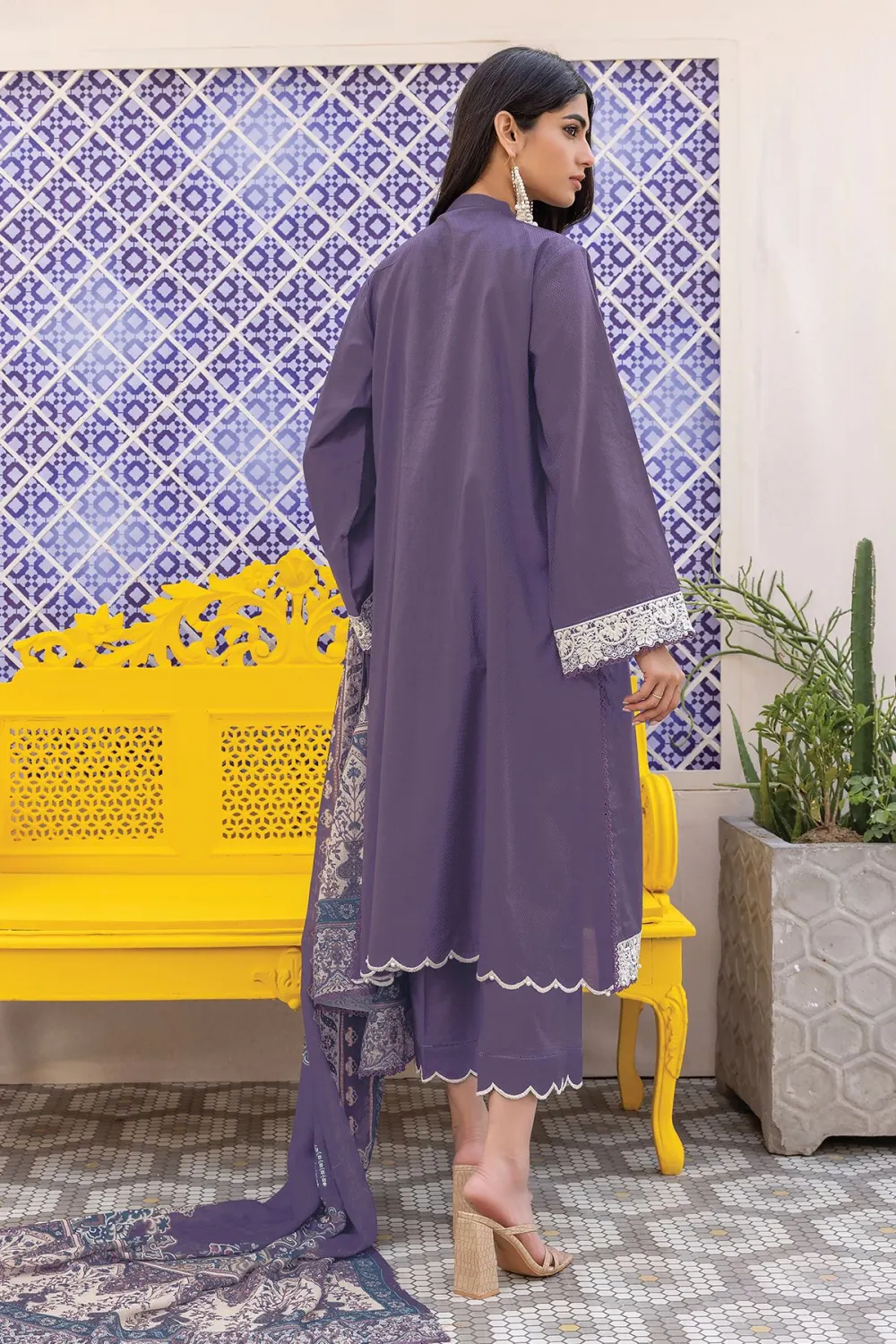 3 Piece Kurta Embroidered | Dupatta& Bottom & Tops | Color Light Purple