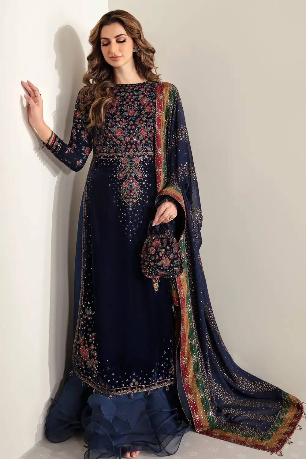 Embroidered Velvet Formal Sets