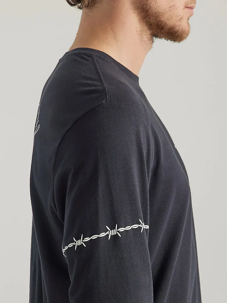 MEN'S BARBED WIRE LOGO T-SHIRT IN JET BLACK