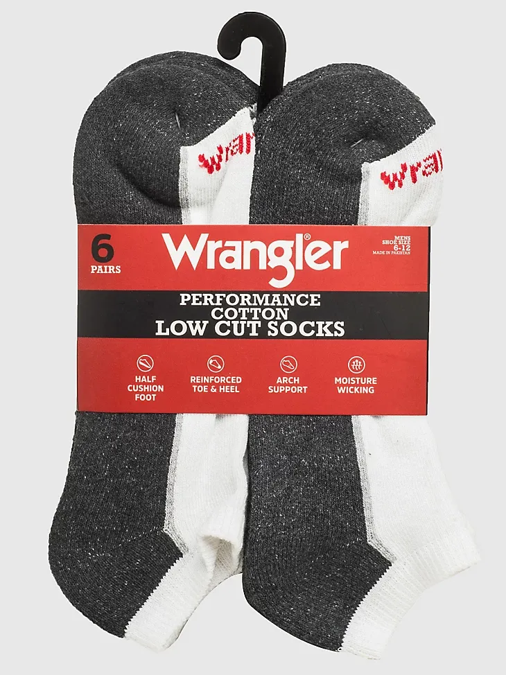 MEN'S WRANGLER LOW-CUT CUSHIONED SOCKS (6-PACK) IN WHITE