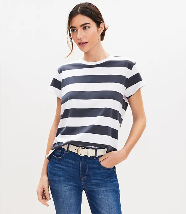 Stripe Modern Relaxed Crew Tee