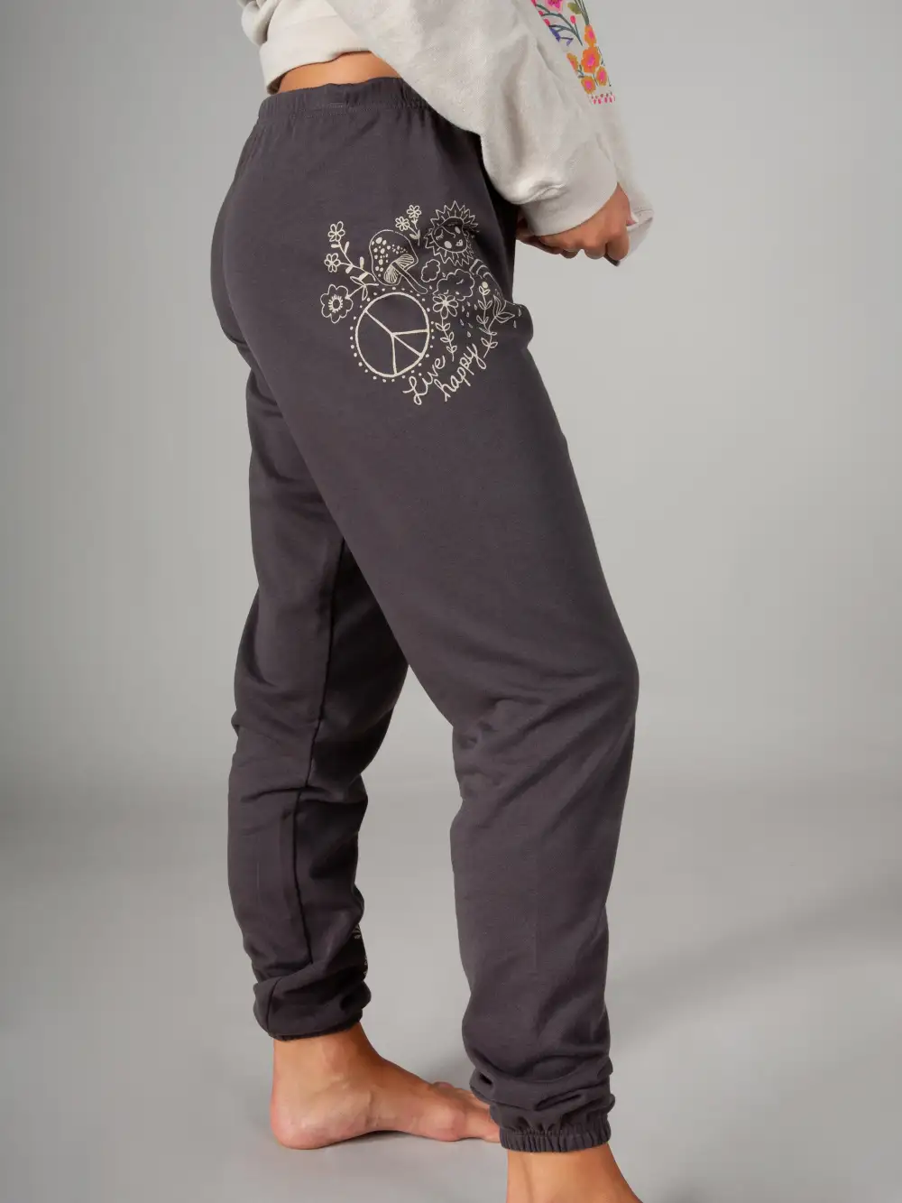 Quinn Graphic Knit Jogger - Charcoal Doodle