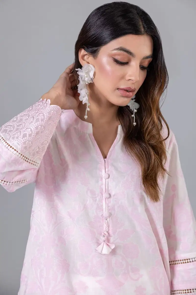 3 Piece Kurta Embroidered | Dupatta& Bottom & Tops | Color Pink