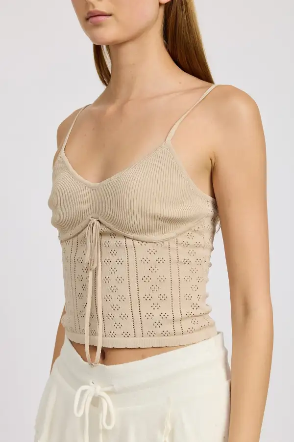 Pointelle Rib Slvless Top