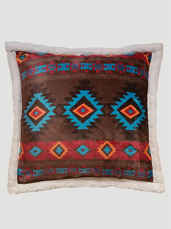 WRANGLER SOUTHWESTERN HORIZON SHERPA FLEECE PLUSH THROW PILLOW IN MULTI