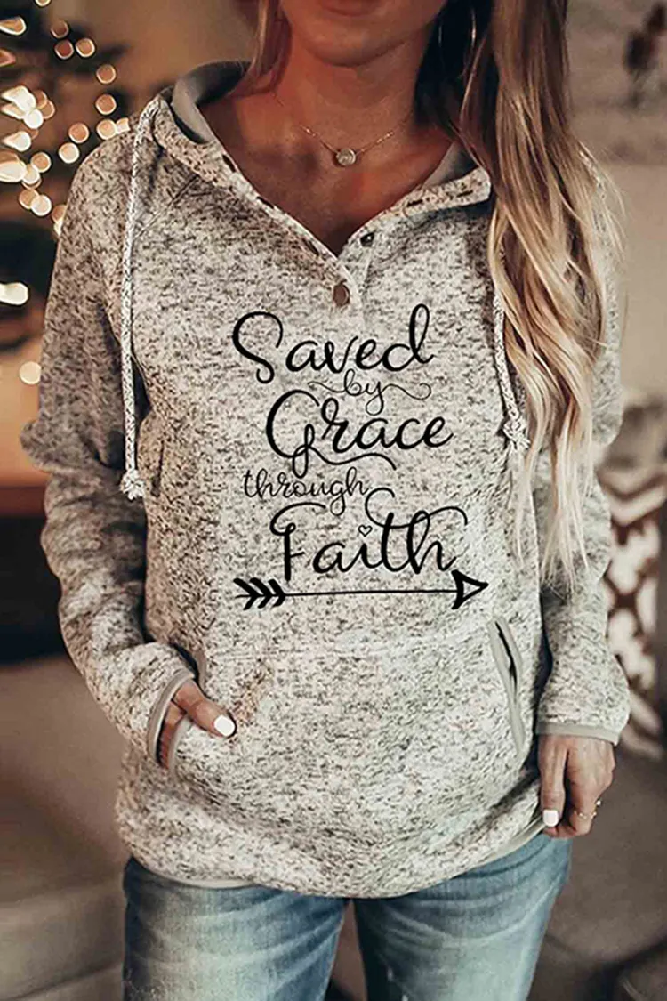 Vintage Slogan Print Long Sleeve Hoodie