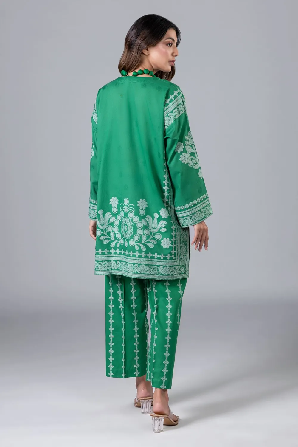 3 Piece Kurta Embroidered | Dupatta& Bottom & Tops | Color Green