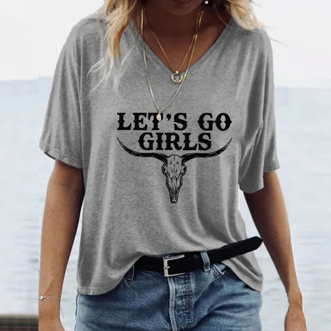 Western Let's Go Girls Casual T-Shirt