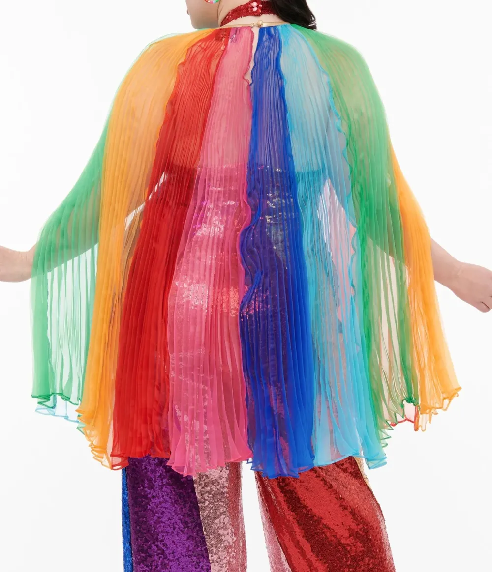 Smak Parlour 1960s Rainbow Stripe Pleated Cape