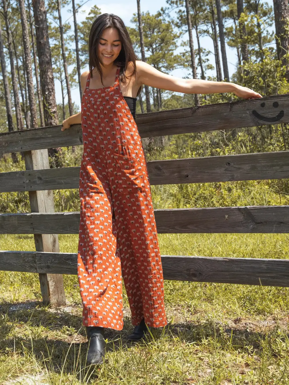 Dakota Tie Overall - Rust Tree Print