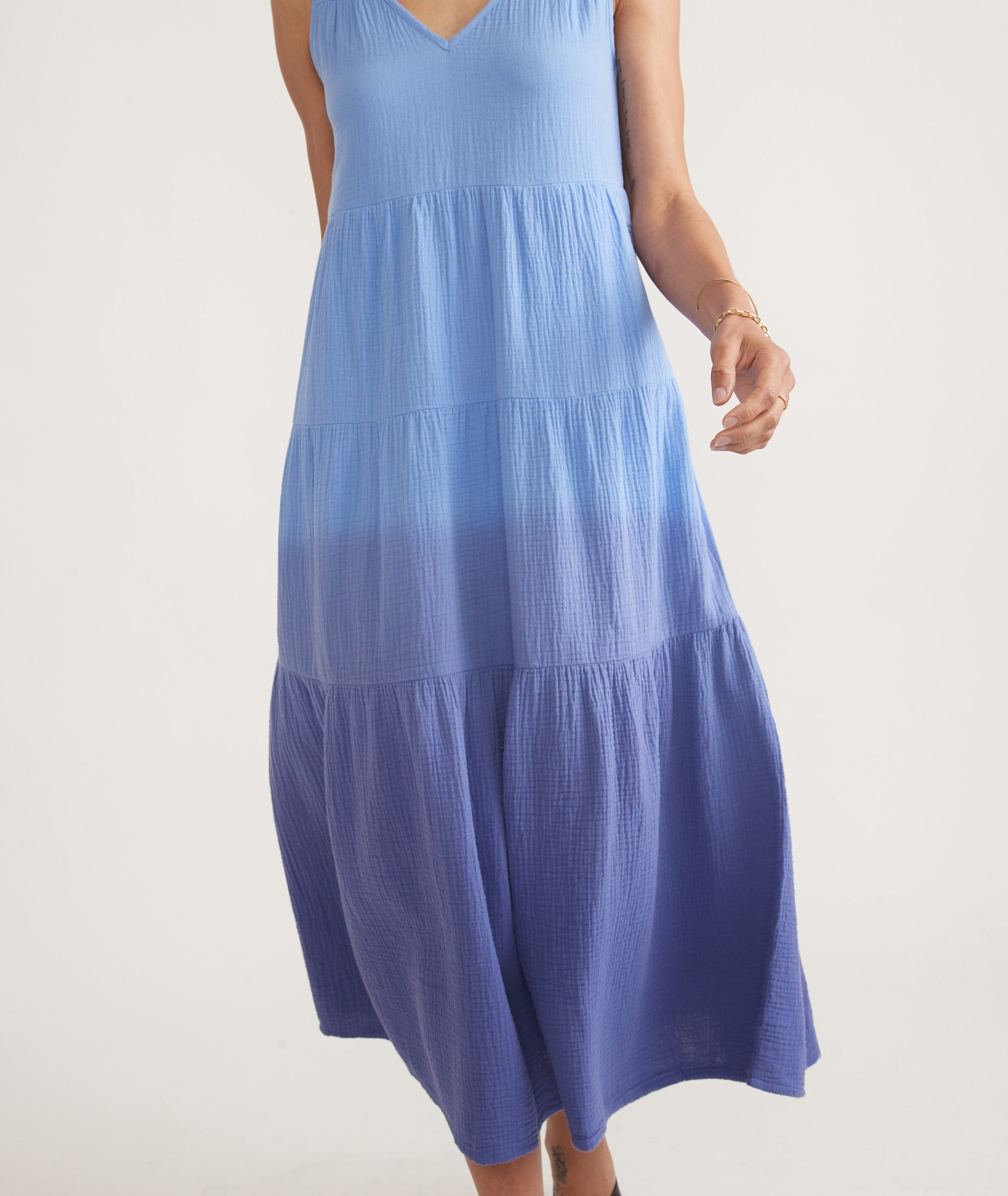 Sapphire Dip Dye Corinne Double Cloth Maxi Dress