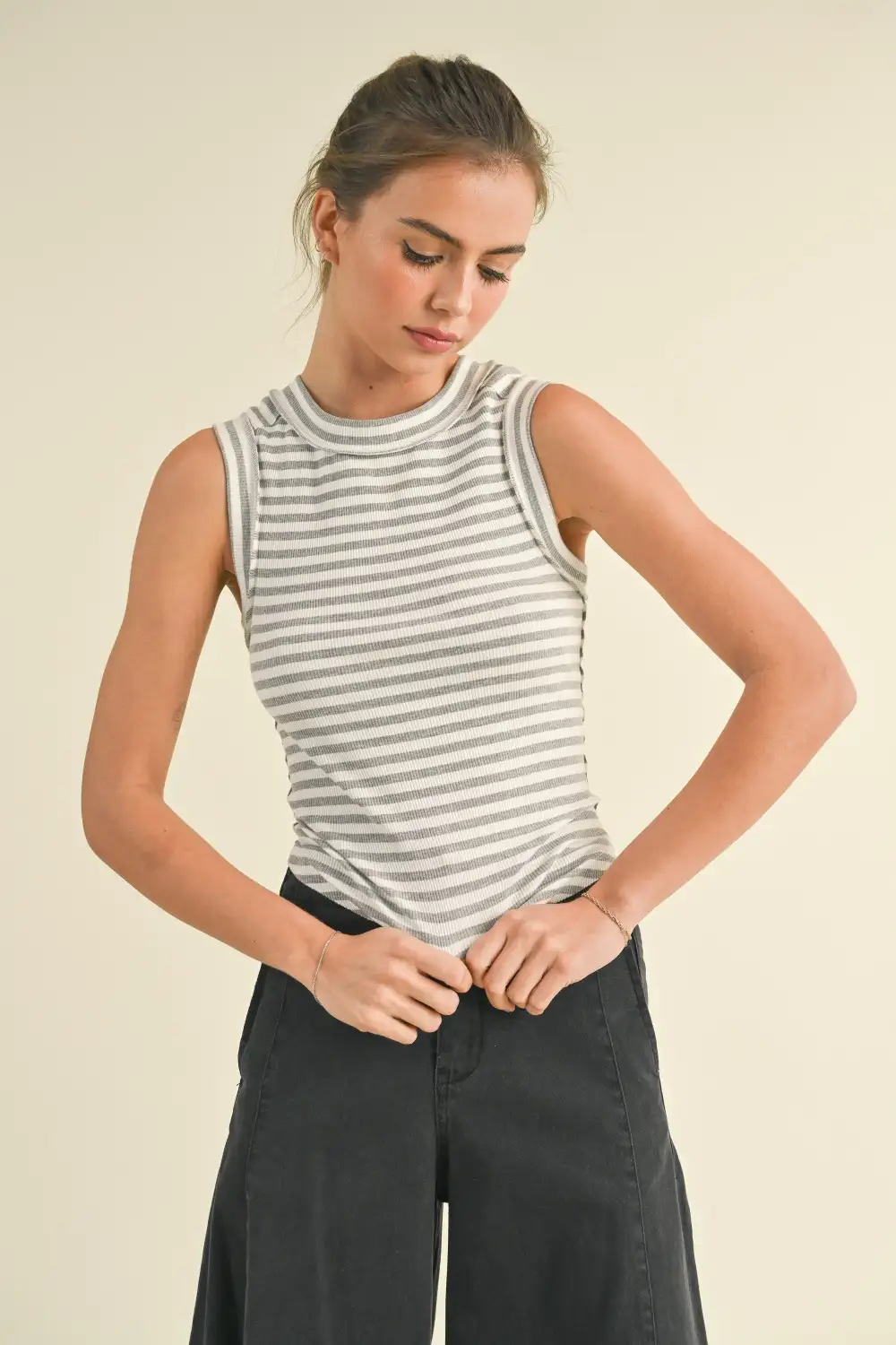 Stripe Pattern Ribbon Top