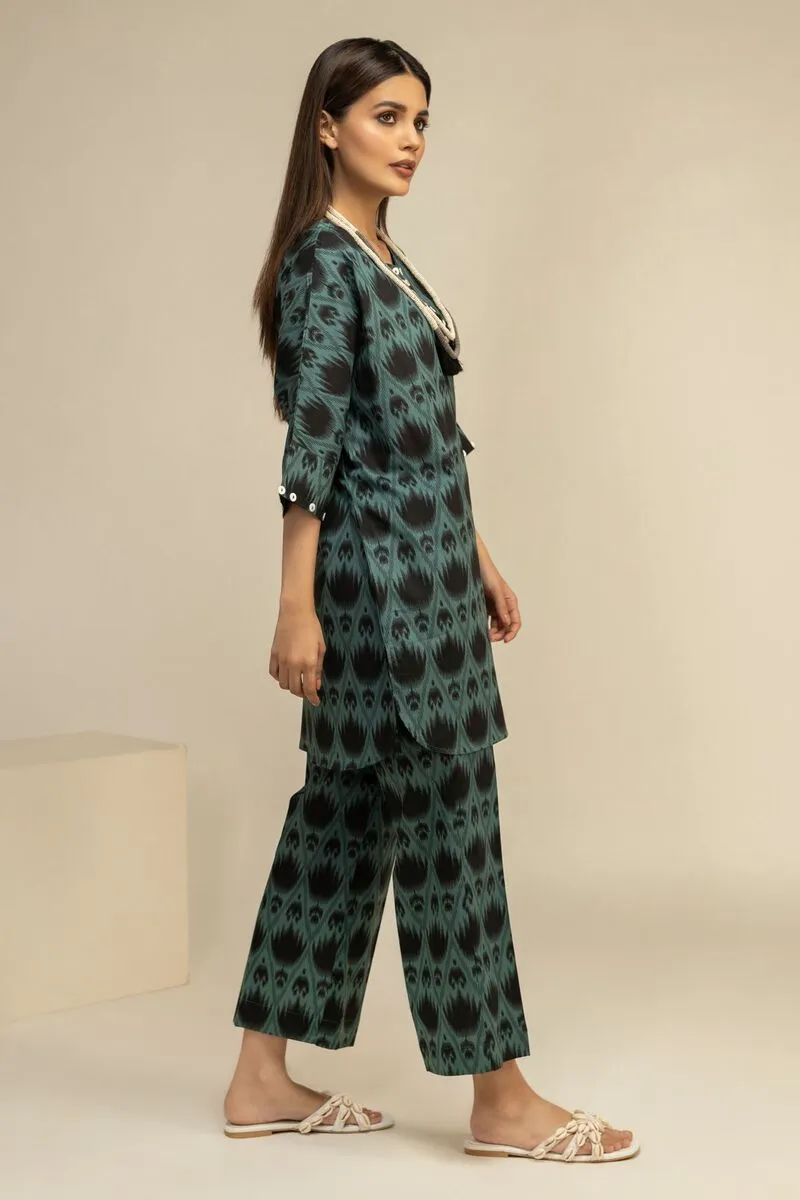 2 Piece | Kurta & Pants | Color Dark Green