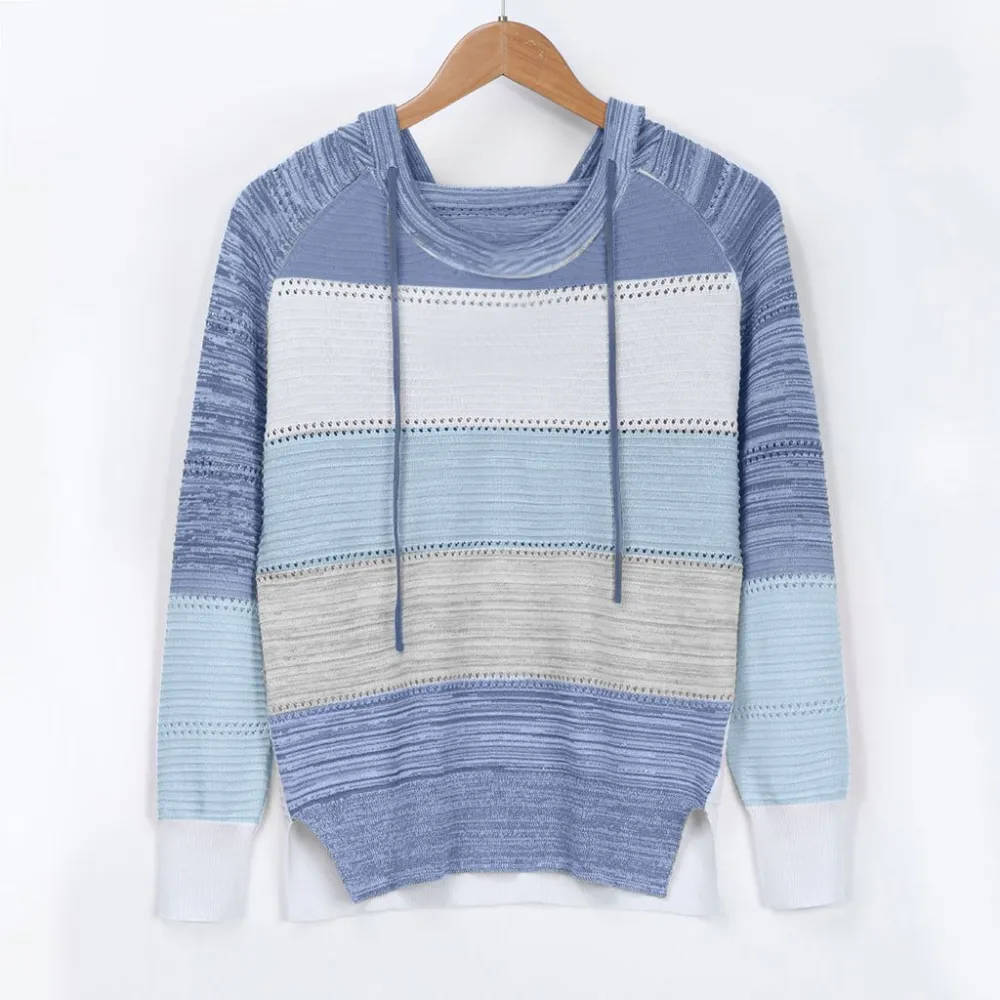 Color Block Hooded Casual Sweaters