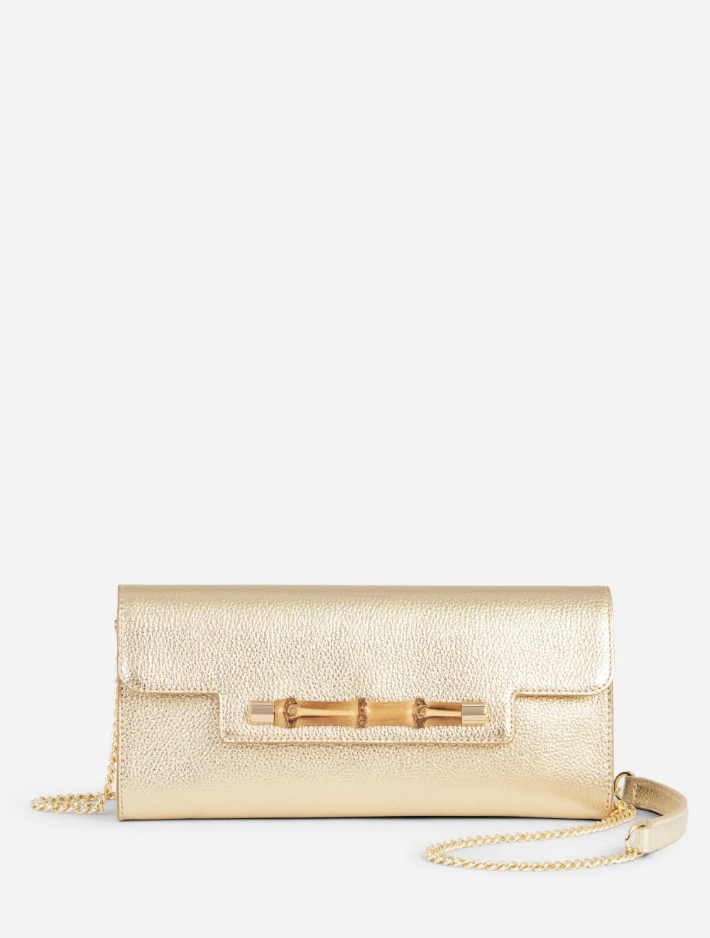 Metallic Leather Bamboo Clutch