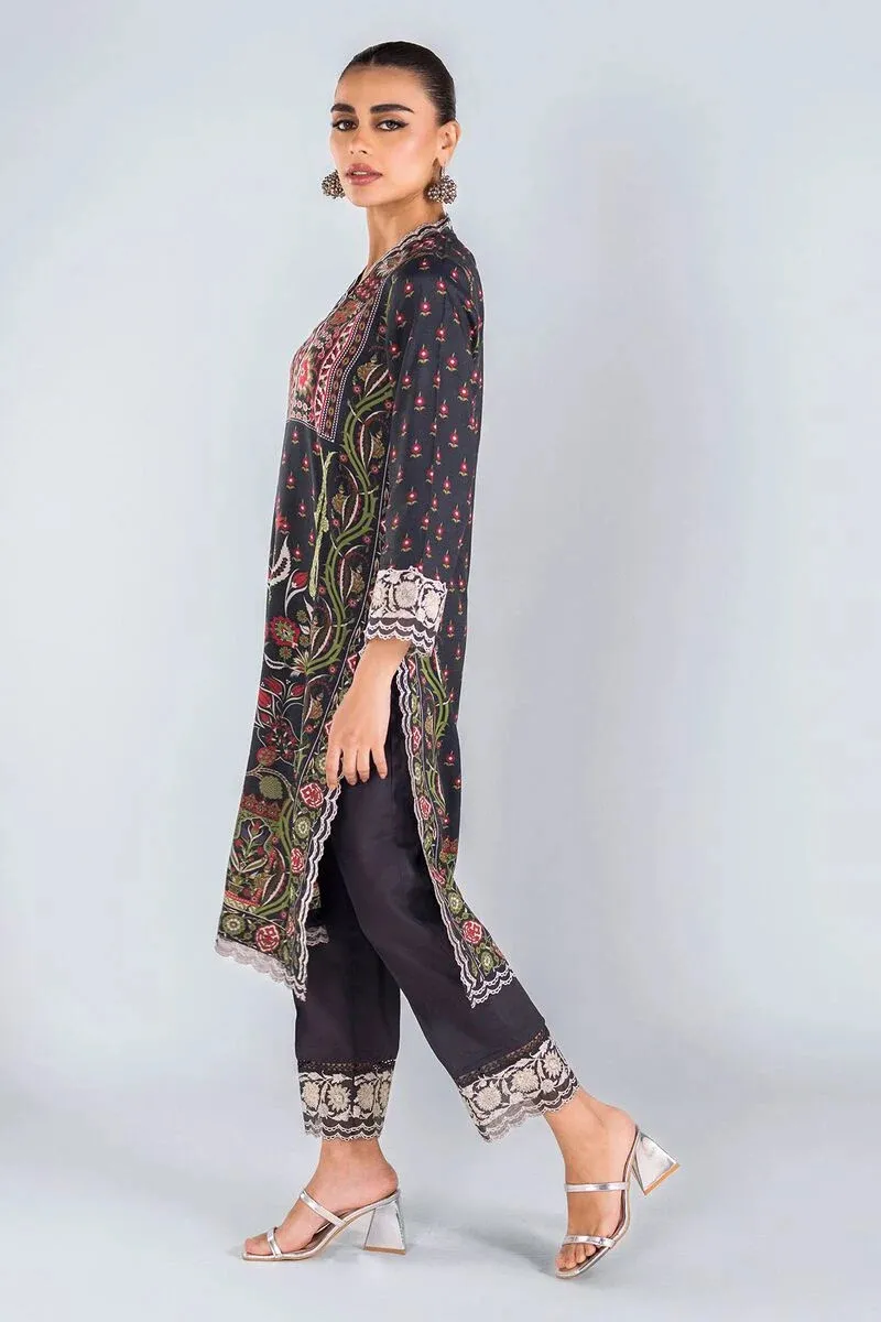 3 Piece Kurta Embroidered | Dupatta& Bottom & Tops | Color Black red