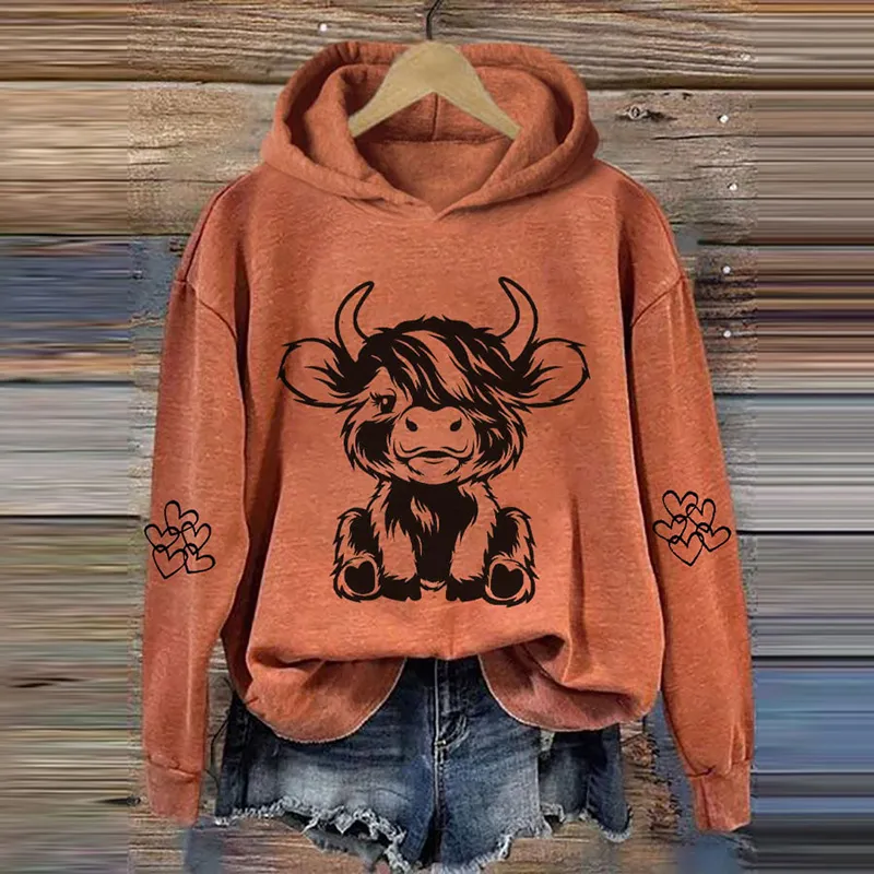 Women's Highland Cow Casual Hoodie