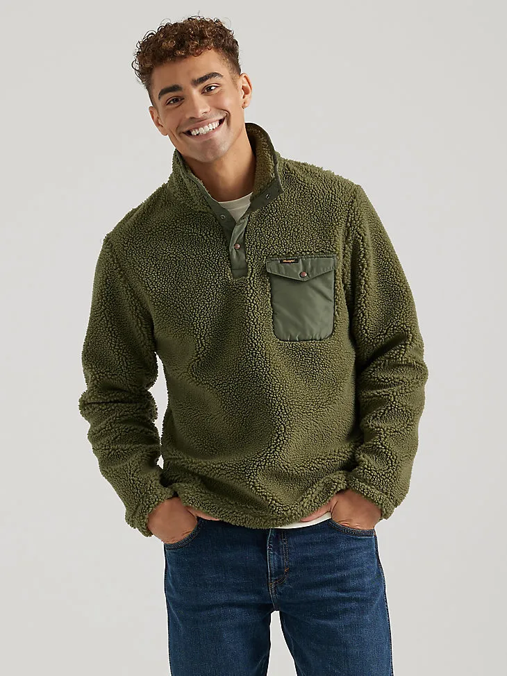 WRANGLER X BUFFALO TRACE™ MEN'S SHERPA PULLOVER IN KENTUCKY GREEN