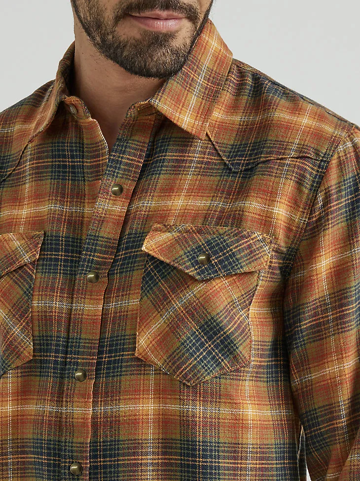 MEN'S BRUSHED FLANNEL SHIRT IN BURNT HENNA ORANGE