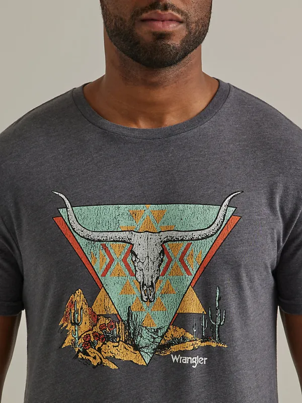 MEN'S SOUTHWEST LONGHORN GRAPHIC T-SHIRT IN CHARCOAL