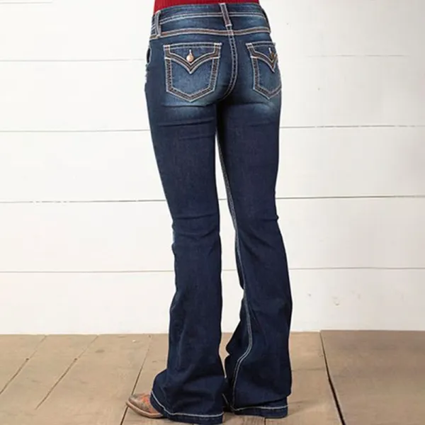 Vintage Button Slim Fit Micro-Flare Jeans