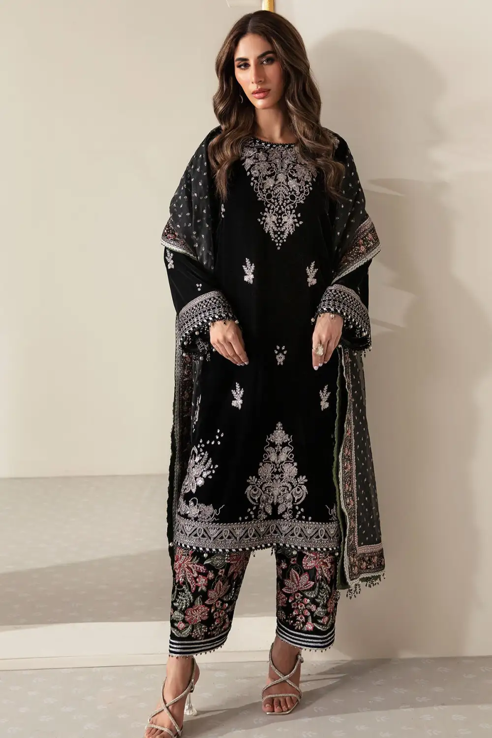 Embroidered Velvet Formal Sets