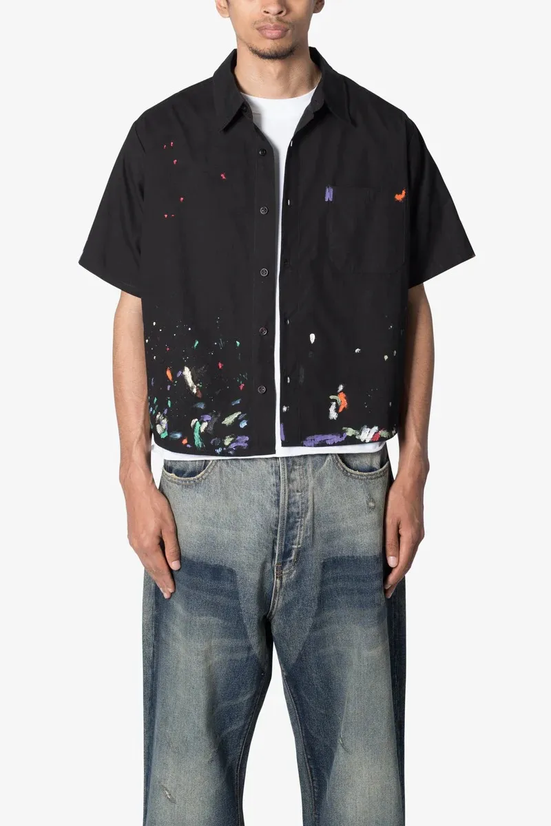 POPLIN PAINTER S/S BLACK SHIRT