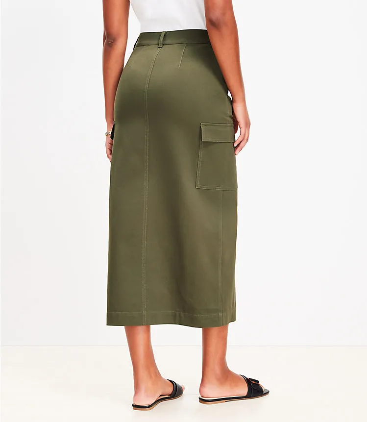 Twill Cargo Midi Skirt