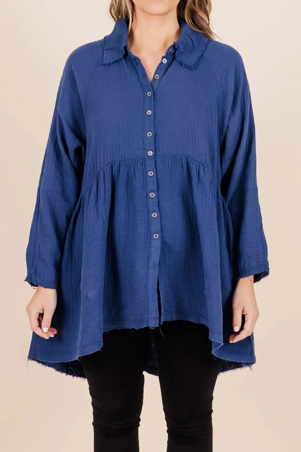 Stuck In Her Daydream Top, Light Navy