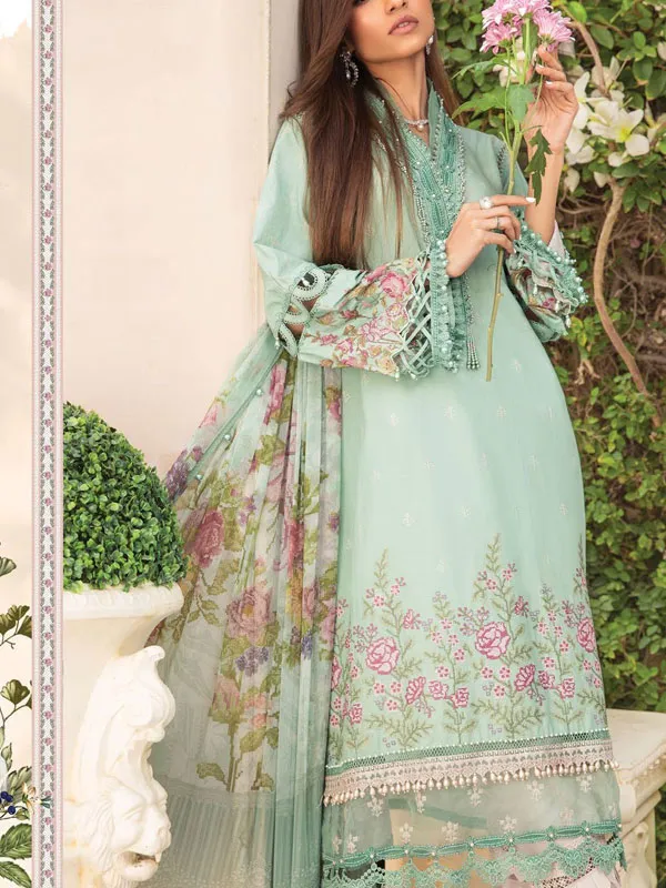 Flowy Mesh Embroidered Long Sleeve Hari Raya Ladies Suit