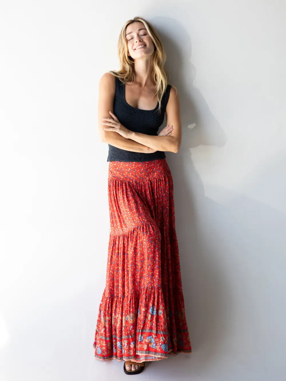 Hanna Convertible Maxi Skirt - Red Ditsy