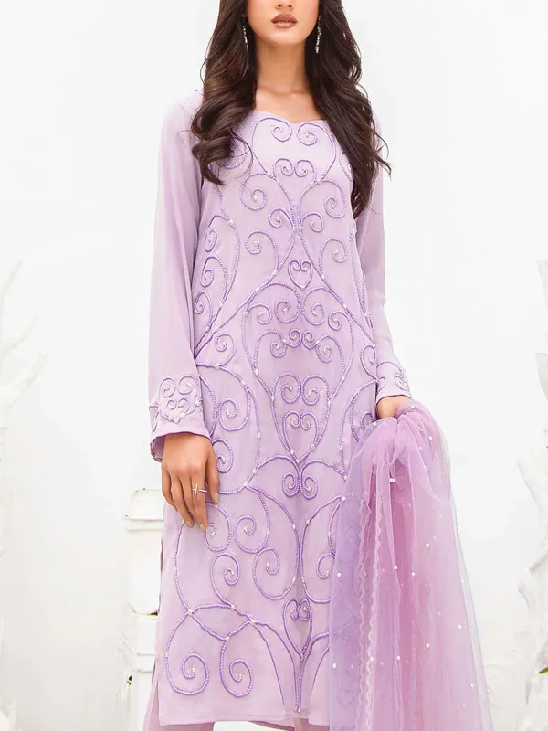 Exquisite Long Sleeve Chiffon Ethnic Elegant Ladies Suit